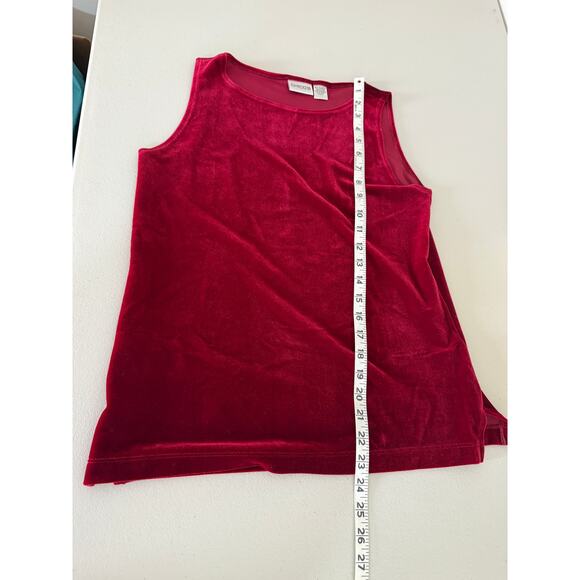 Vtg Y2K Chico's Red Velvet Sleeveless Blouse Shirt Tank Top 0/Small Holiday Xmas - Picture 5 of 5